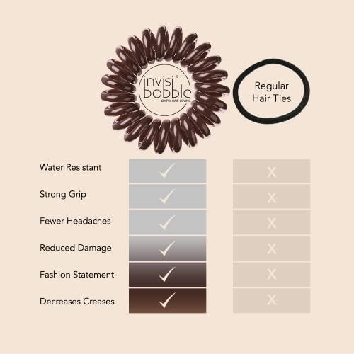 invisibobble invisibobble Original Traceless Spiral Hair Ties - Pack of 8, Crystal Clear and Pretzel Brown - Strong Elastic Grip Coil Accessories for Women - Non Soaking - Gentle for Girls Teens and Thick Hair