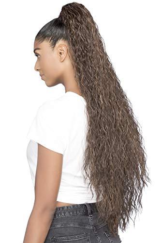 Vivica Olleh Pocket Bun Ponytail Color FS1B/30 - Vivica Fox Wigs 32" Long Beach Wave Heat Friendly Synthetic Extension Drawstring Combs Bundle MaxWigs Hairloss Booklet