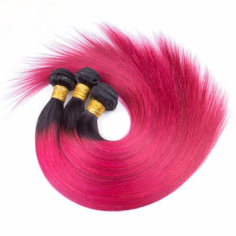 Tony beauty hair Tony Beauty Hair 1B/Hot Pink Ombre Human Hair Weaves Virgin Peruvian Hair Bundles with Ear to Ear 13x4 Lace Frontal Closure Straight Ombre Pink Human Hair 3 Bundle Deals with Frontals (14.16.18+14)