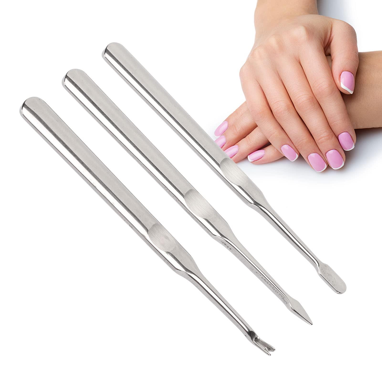 NSXAYIWE Cuticle Pusher, 3PCS Professional Stainless Steel Cuticle Remover, Cutical Pusher Set, Nail Pusher Tool Compatiable for Ngernails and Toenails