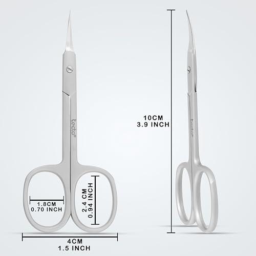 Tecto Tecto Professional Nail Scissors, Stainless Steel Manicure Scissors,Cuticle Scissors, Multi-Purpose, Eyelashes, Eyebrow, Toenail for Women and Men (Extra Fine Tip Nail Scissor)