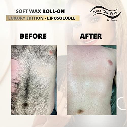 Brazilian Wax by Andreia Authentic Brazilian Wax by Andreia Roll on Soft Wax for Hair Removal - Depilatory Wax Roller for Whole Body - For All Skin Types - Refillable & Ready to Use Wax Applicator Roller 3.9 oz. (110ml)