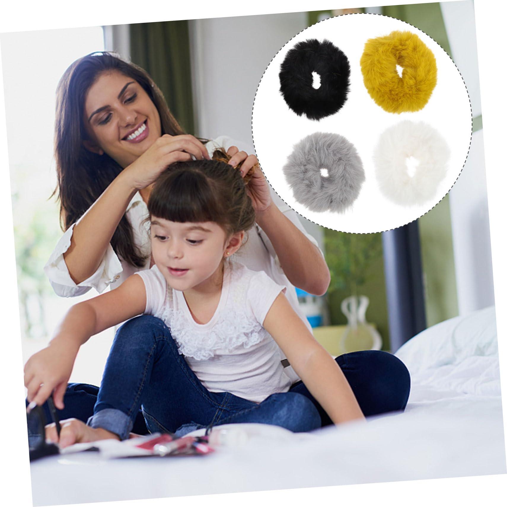 BELLIFFY BELLIFFY Hair Rings Set Fuzzy Ponytail Holders Faux Fur Hair Elastic Bands for Women Girls Easy to Decorate Ponytail or Bun
