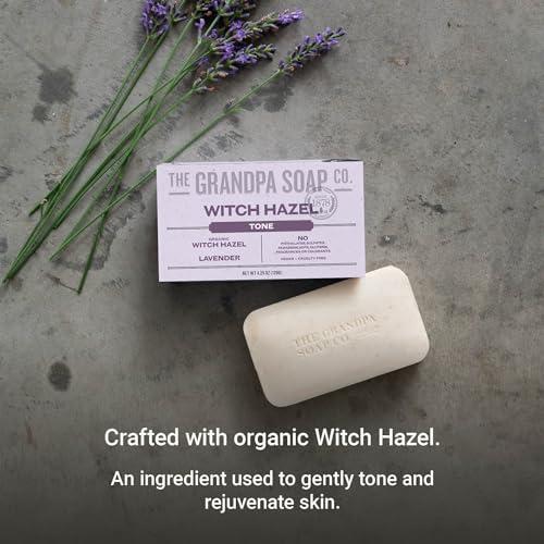 THE GRANDPA SOAP CO. SINCE 1878 The Grandpa Soap Company Witch Hazel Bar Soap - Tones and Rejuvenates Skin, With Witch Hazel and Lavender, Provides a Relaxing Effect, Vegan, For Face and Body, 4.25 Oz, 3 Pack