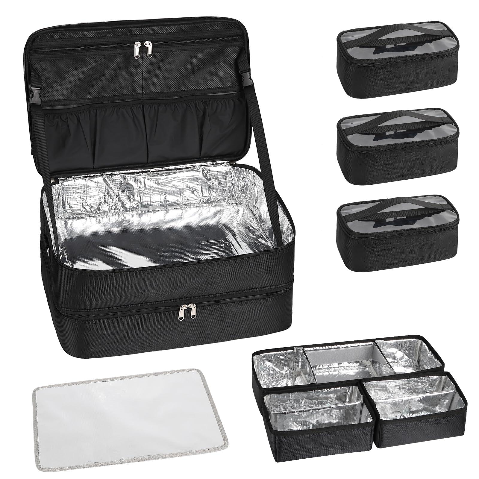OCHEAL Extra Large Makeup Case, Professional Makeup Train Case for Makeup Artist Traveling Organizer, Double Layer XL Cosmetic Travel Case for Cosmetology with 3 Detachable compartments and 3 Makeup Bags