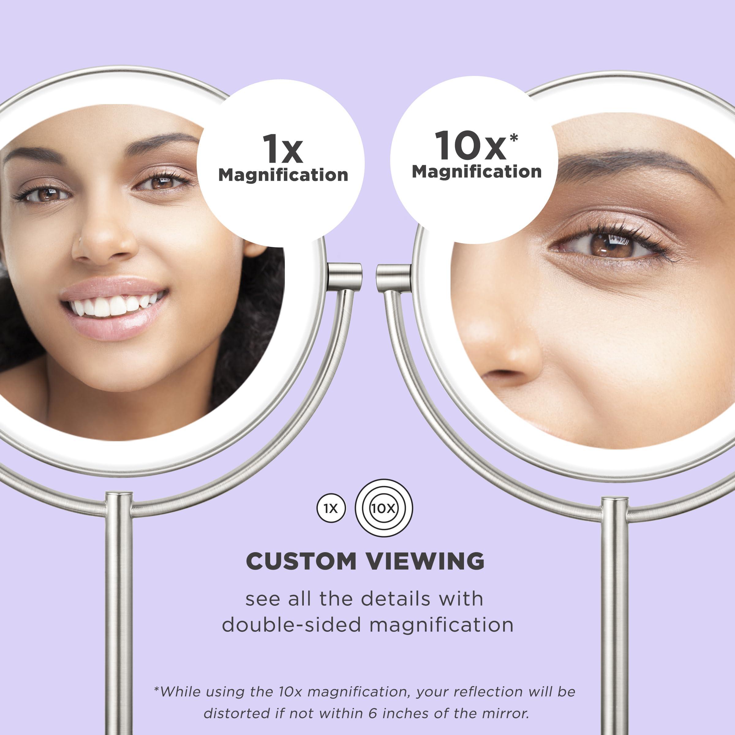 Conair Conair Lighted Makeup Mirror, LED Vanity Mirror, 1X/10x Magnifying Mirror, Corded in Satin Nickel Finish