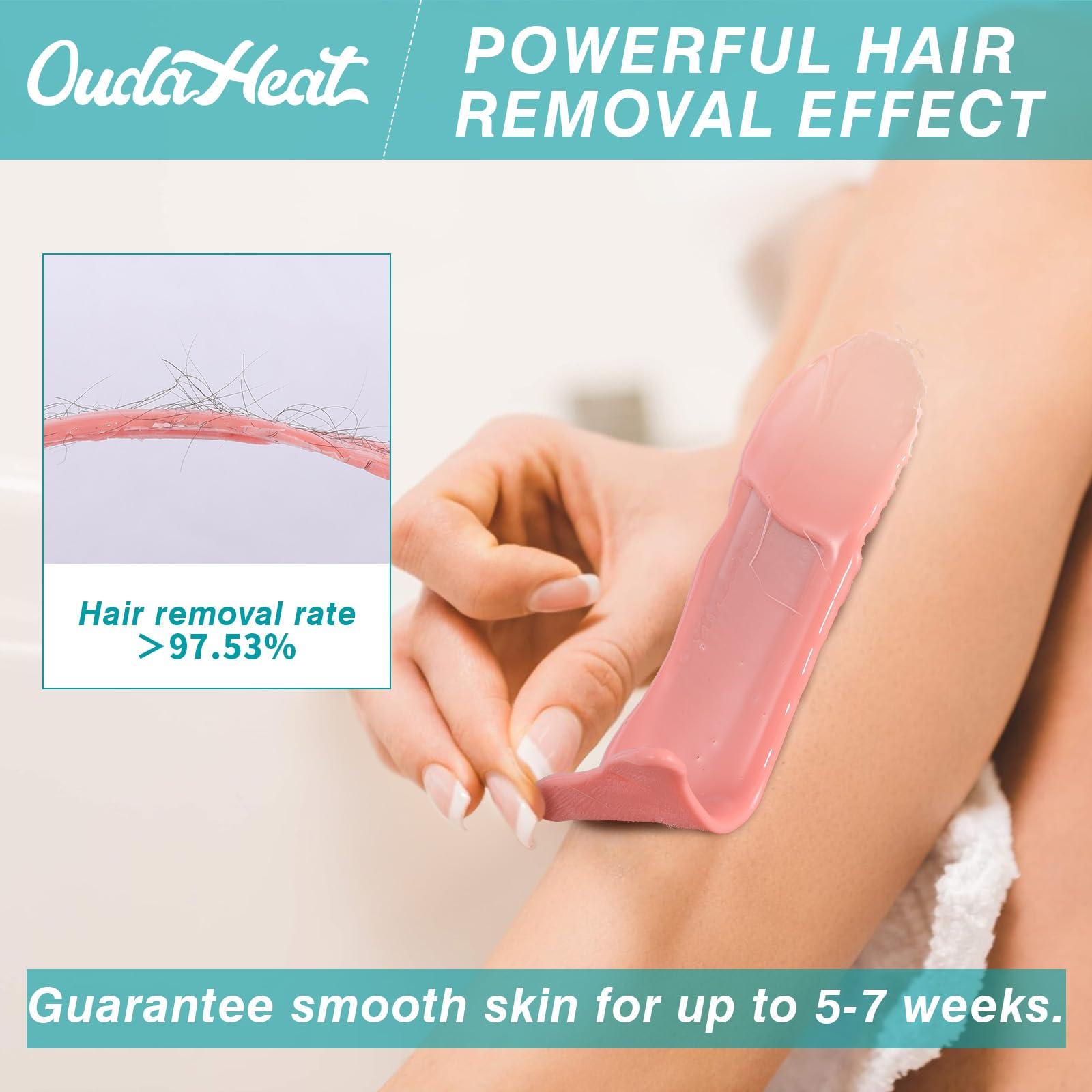 OudaHeat 2.4 lb Hard Wax Beads, All-purpose Wax Beans with Silicone Wax Pot for Sensitive Skin, Brazilian Coarse Waxing for Bikini, Face, Eyebrow, Back, Chest, Legs, Armpit, Women Ment, Cream