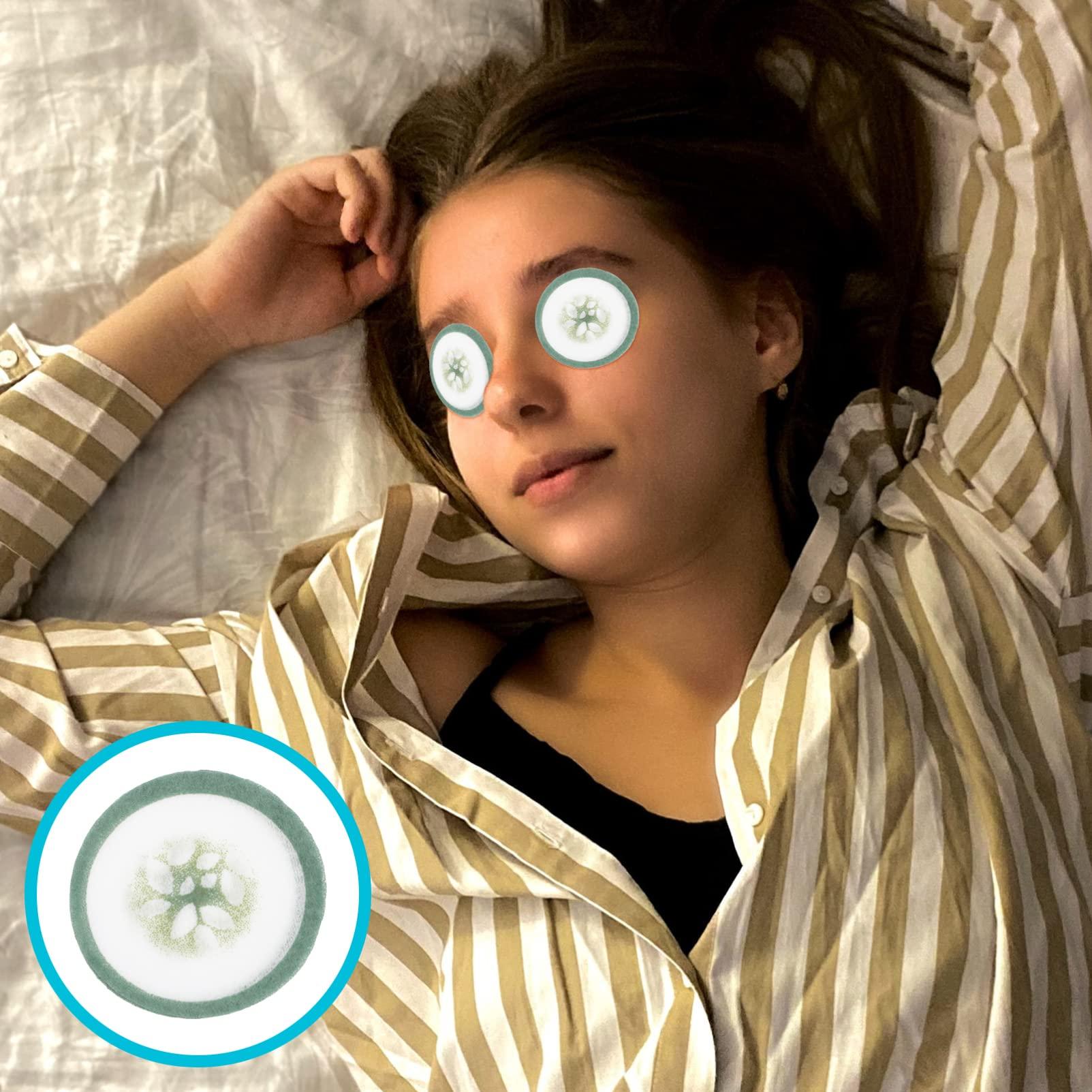 Mobestech Cucumber Eye Pads Disposable 100 Pads Non-woven Eye Masks Soothing Spa Cooling Eye Patches with Fruit Vegetable Extracts for Eyes Reduce Dark Circles