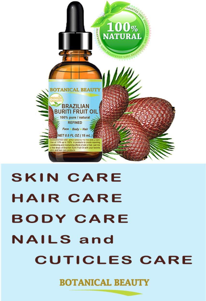 Botanical Beauty Brazilian BURITI FRUIT OIL Pure Natural Virgin Refined Cold Pressed Carrier Oil Undiluted 1 fl.oz- 30 ml for Face, Body, Hair, Lip and Nails by Botanical Beauty