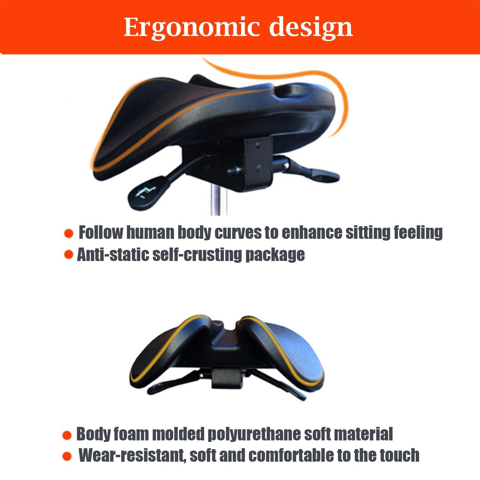 SFKLYU SFKLYU Rolling Saddle Stool with Foot Ring Ergonomic Saddle Stool Dental Chair Salon Stool Adjustable Height for Clinic Dentist Spa Massage Salons,L