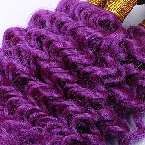 Tony beauty hair Tony Beauty Hair Dark Root Purple Ombre Virgin Brazilian Human Hair Bundle Deals Deep Wave 3Pcs Lot #1B/Purple Ombre Brazilian Virgin Hair Wefts Wavy Human Hair Extensions (10 10 10)