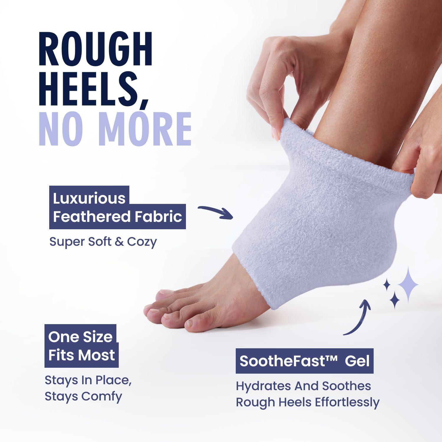 Dr. Frederick's Original Dr. Frederick's Original Moisturizing Fuzzy Heel Socks - 2 Pairs - Cozy Gel-Lined Sleep Socks for Women & Men - Soothes Dry, Cracked Feet - Heel Repair - Lilac Leisure