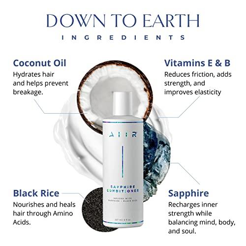 AIIR AIIR Sapphire Shampoo, Conditioner & Mask Bundle, Color Treated & Damaged Hair, Strengthen & Repair with Coconut Oil, Sulfate Free, Crystal Infused for Stronger, Healthier and Shinier Hair