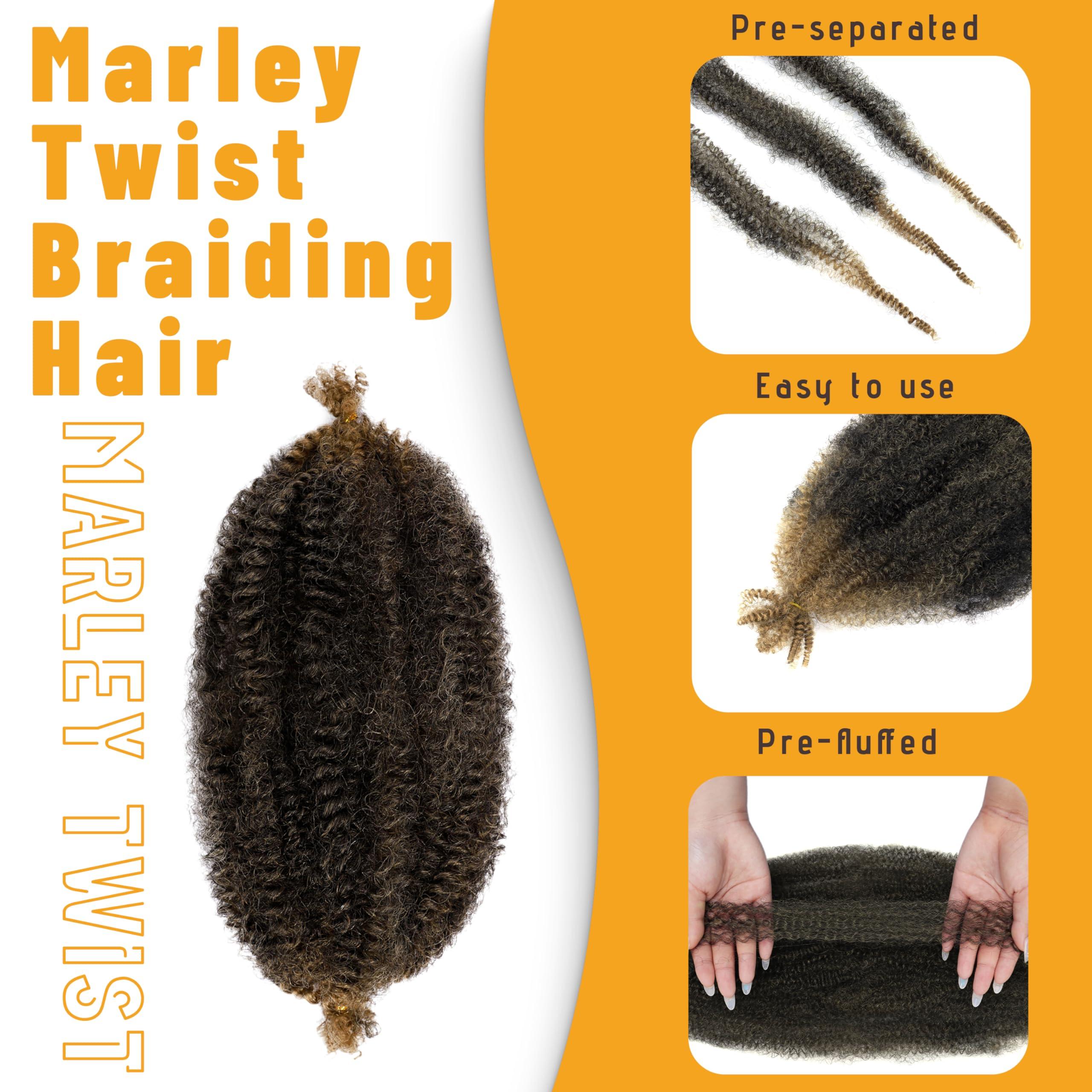 GOWIT Marley Twist Braiding Hair 12 Inch 7 Packs Ombre Honey Blonde Spring Twist Hair Springy Afro Twist Hair Soft Marley Hair for Wrapping Locs Cuban Twist Hair Extensions(12Inch,T27)