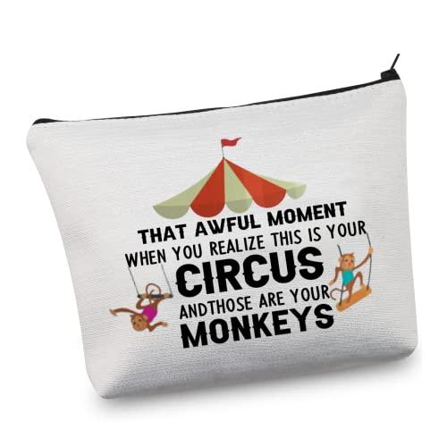 MEIKIUP MEIKIUP Circus Makeup Bag Showman Gift for Circus Lovers Monkey Organizer Travel Pouch Circus Themed Gift (Circus Lovers BAG)