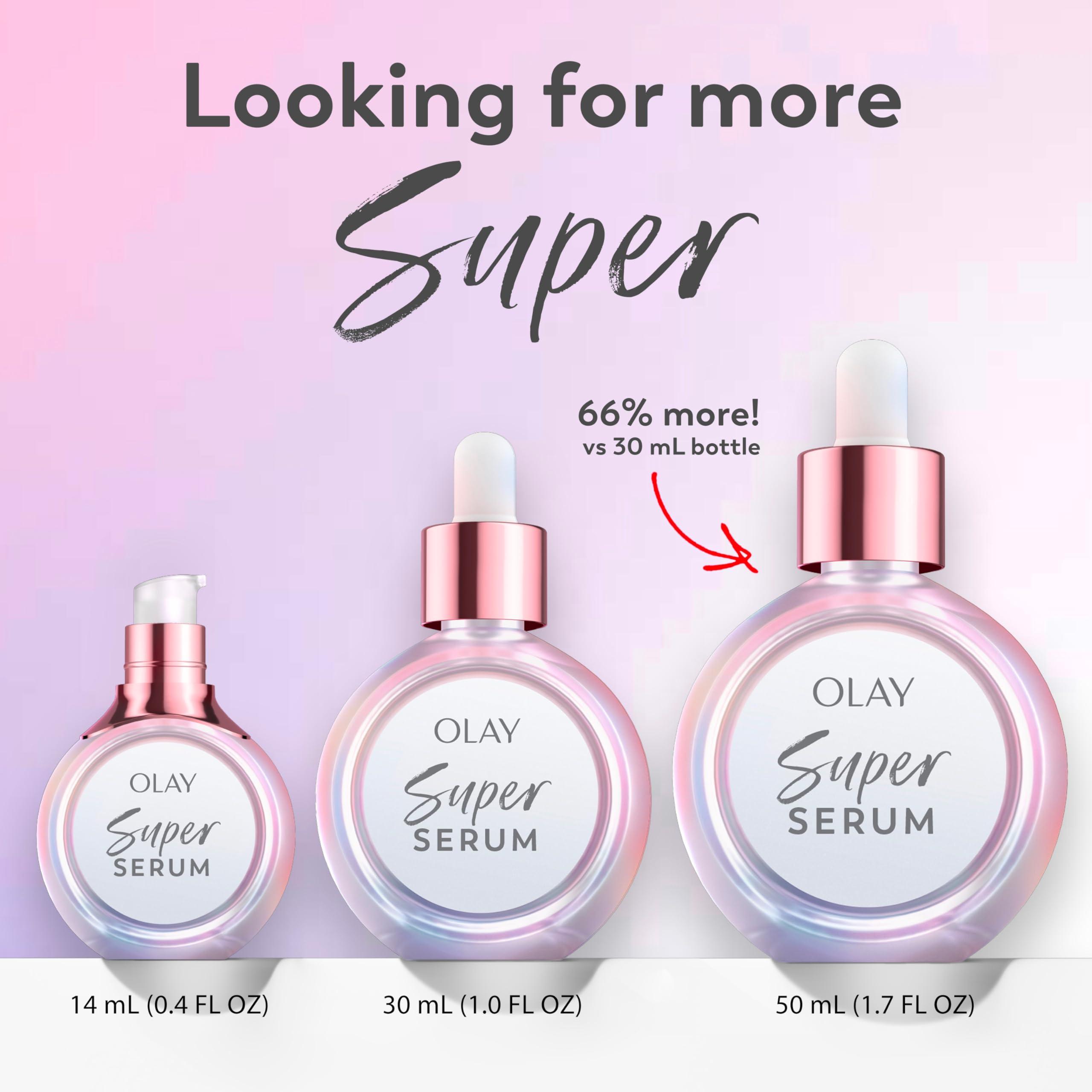 Olay Olay Super Serum - Vitamin C & E, Niacinamide, Collagen Peptide, AHA - Trial Size, Glass Skin Care for Face - Brightening, Hydrating, Firming, Evens Tone, Smooths Fine Lines, 0.4 Oz