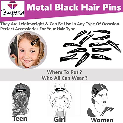 Temperia TEMPERIA Tic Tac Hair Clips for Girls (Pack of 36pcs) (5cm) (Matte Black) - Tik Tak Pins for Women