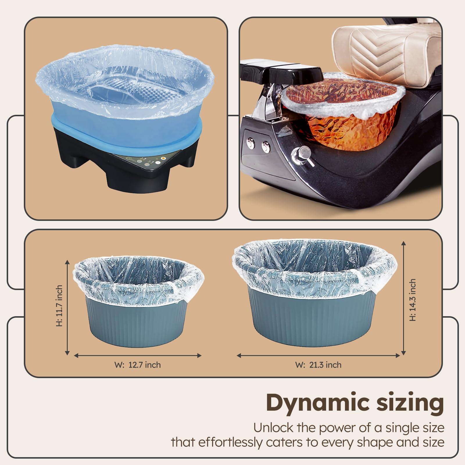 CraftVie CraftVie Premium Pedicure Bowl Liners with Enhanced Thickness and Pedicure Liners Disposable Optimal Fit for Most Chair Spas, Foot Bath, Foot Tub, Clear (Clear - 400 PCS)