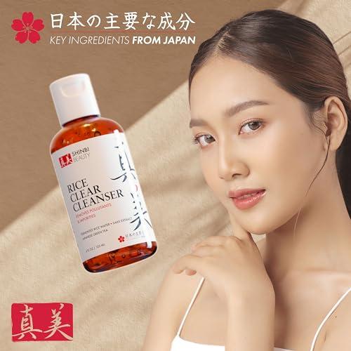Shinbi Beauty Shinbi Beauty Japanese Face Wash Skincare Products - Japanese Rice Water Green Tea Cleanser - 99% Naturally Derived Japanese Beauty 4oz