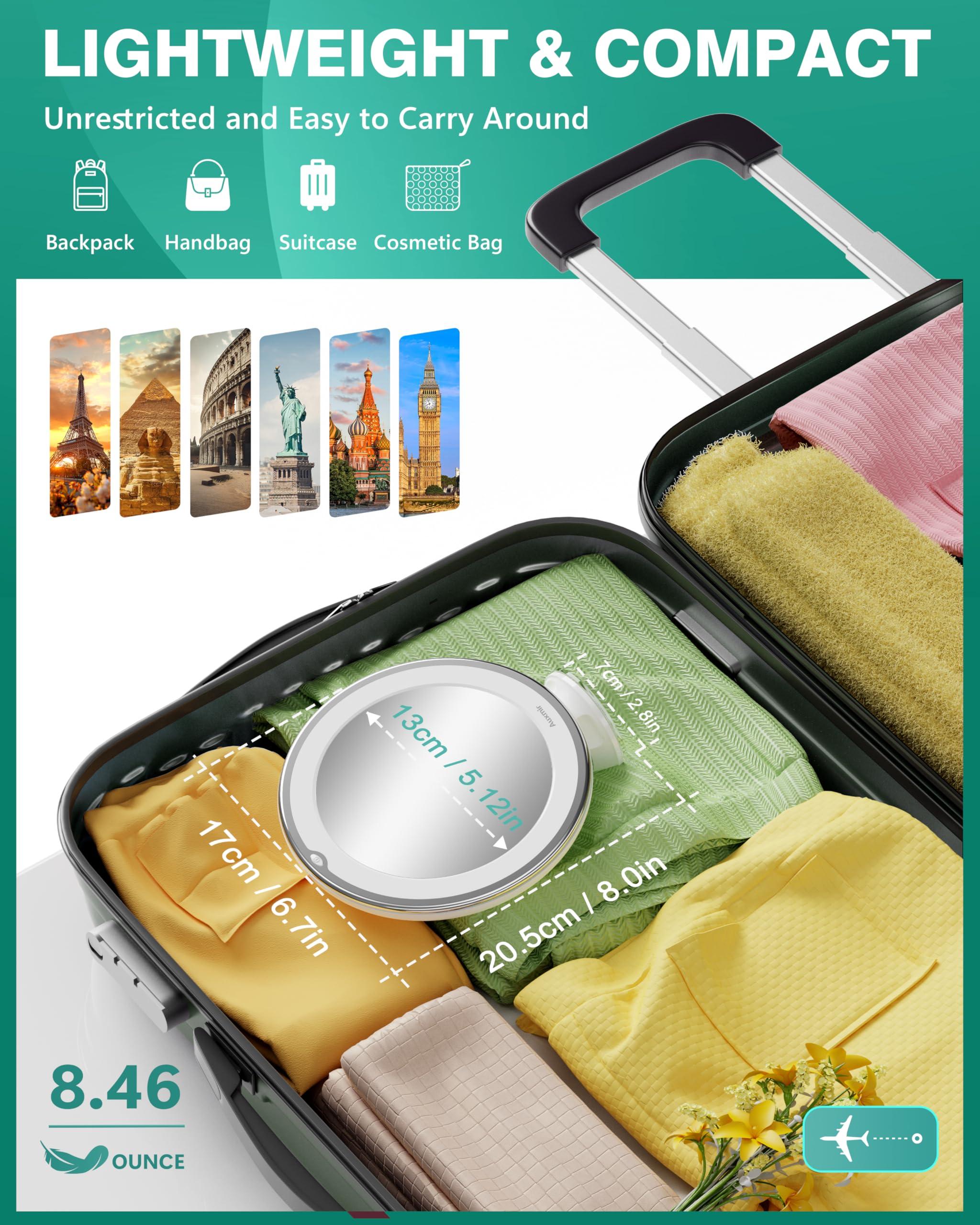 Auxmir Auxmir 2025 Upgraded 20X Magnifying Lighted Makeup Mirror with 2-Level Brightness, Vanity Mirror with Power Suction Cup and Tweezers, 360 Swivel, Portable Bathroom Mirror for Home Travel, White