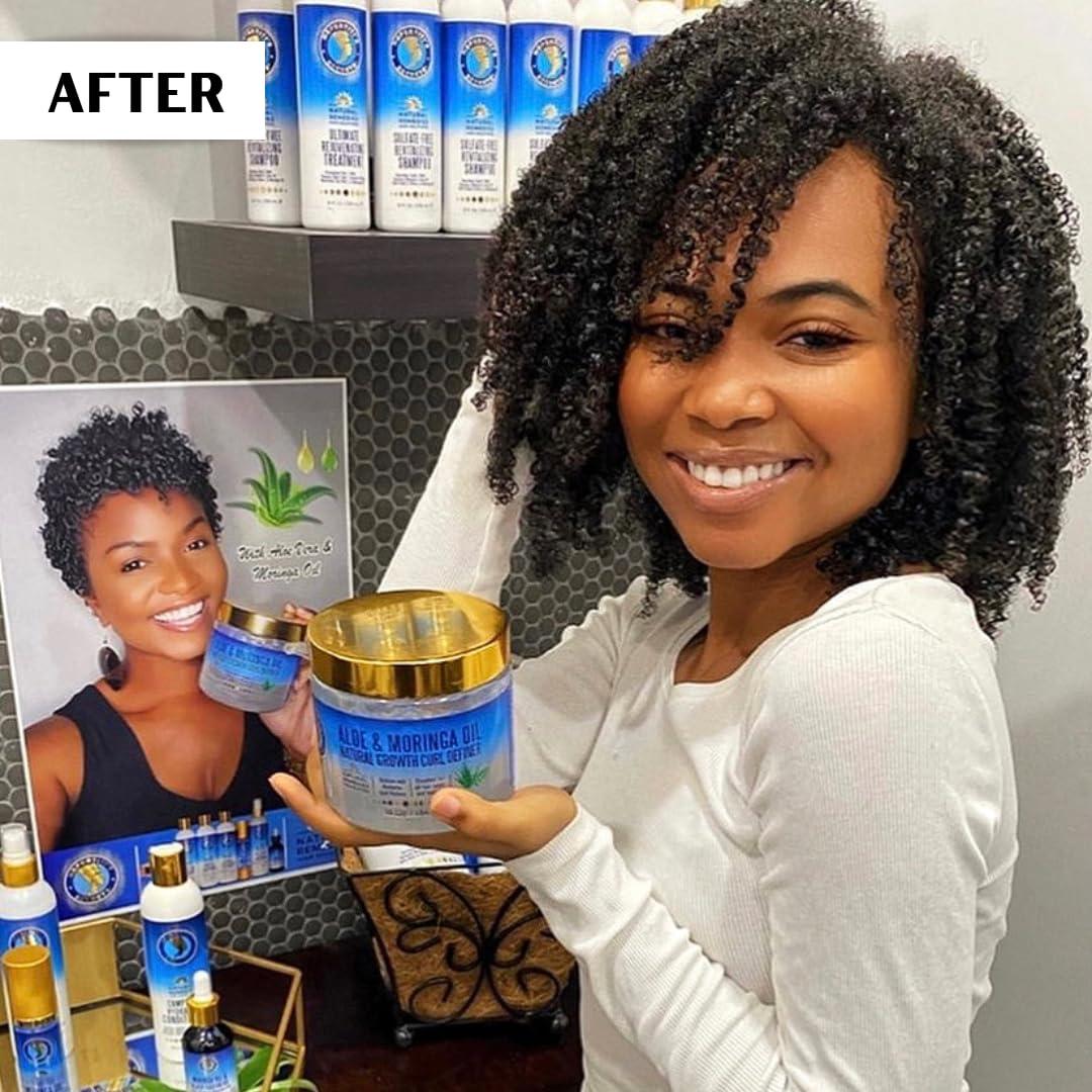Nefertiti's Secrets Nefertiti's Secrets Natural Growth Curl Definer | Aloe Vera and Moringa Oil for Hair Growth & Moisture | Strong Hold | Frizz Controller | Curly Hair Products for Women | 16 Oz / 454 mL