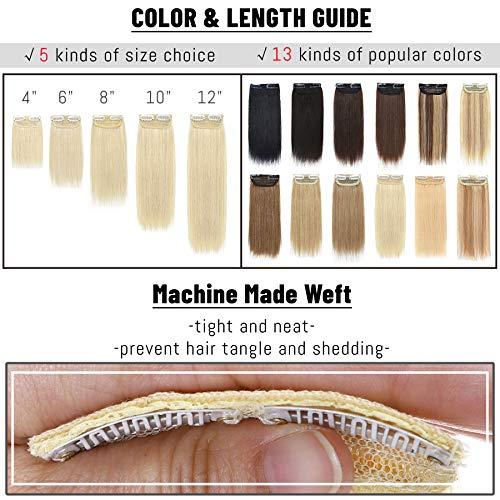 S-noilite S-noilite Hair Extensions for Short Hair Clip in Human Hair 1PCS 2 Clips Clip in Hairpieces Remy Hair For Women with Thinning Hair Add Hair Volume 12g 8Inch-Bleach White