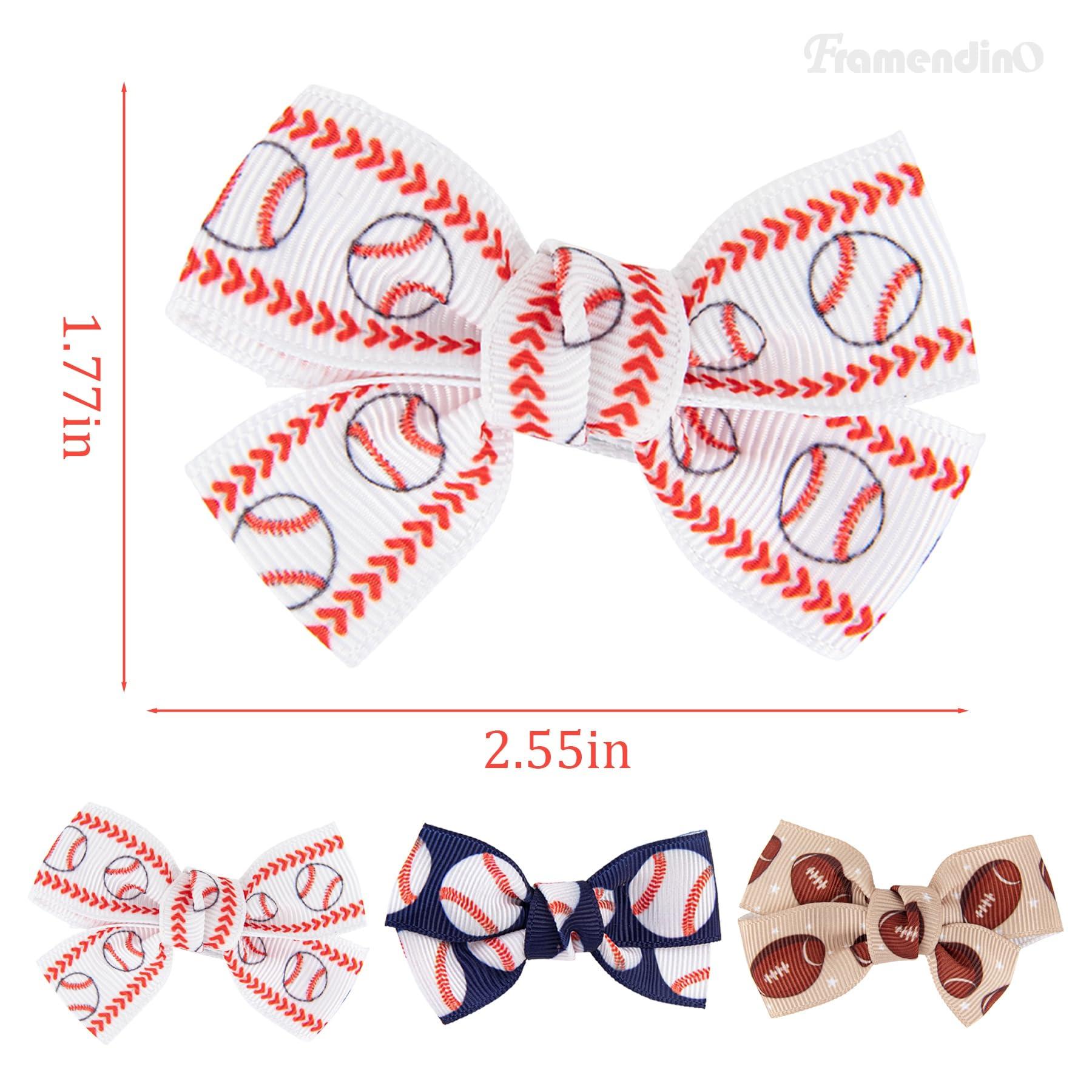 Framendino Framendino, 6 Pack Softball Baseball Hair Bow Clip Ribbon for Women Teens