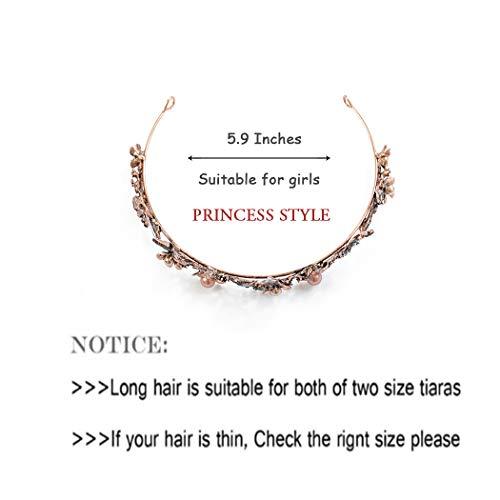 Blufly Blufly Vintage Bridal Crown and Tiara Gold Pearls Wedding Crowns Flower Queen Pageant Tiaras Headband Crystal Bride Hair Accessories Headpieces for Women and Girls