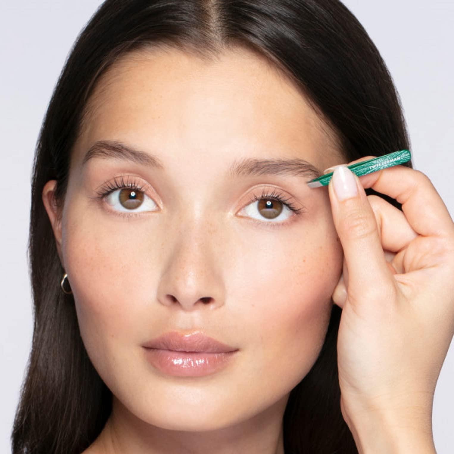 Tweezerman Tweezerman Emerald Shimmer Micro Mini Slant & Point Tweezer Set - Eyebrow Tweezers for Women and Men