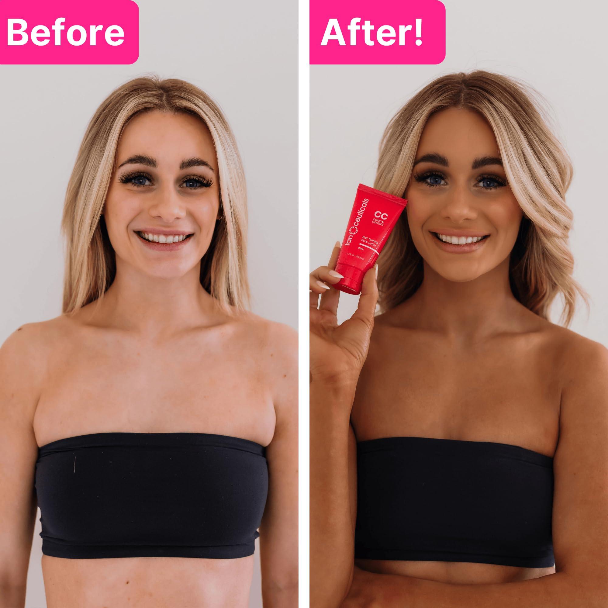 Tanceuticals Tanceuticals Facial Self Tanner - Self Tanning Lotion for Face Gives Natural, Long Lasting Sunless Tan - Fresh Coconut Scent - Wont Clog Pores or Cause Acne - Easy to Apply - 1.7 oz (Dark)