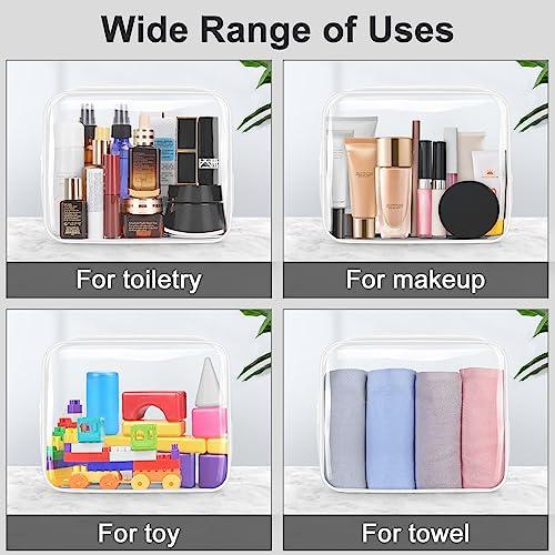 Wedama Wedama TSA Approved Toiletry Bag, Cosmetic Bags 2 Pack with Zipper Carry on Airline Airport Travel Accessories, PVC Makeup Bags for Travel, Clear Toiletry Bags for Women and Men-White