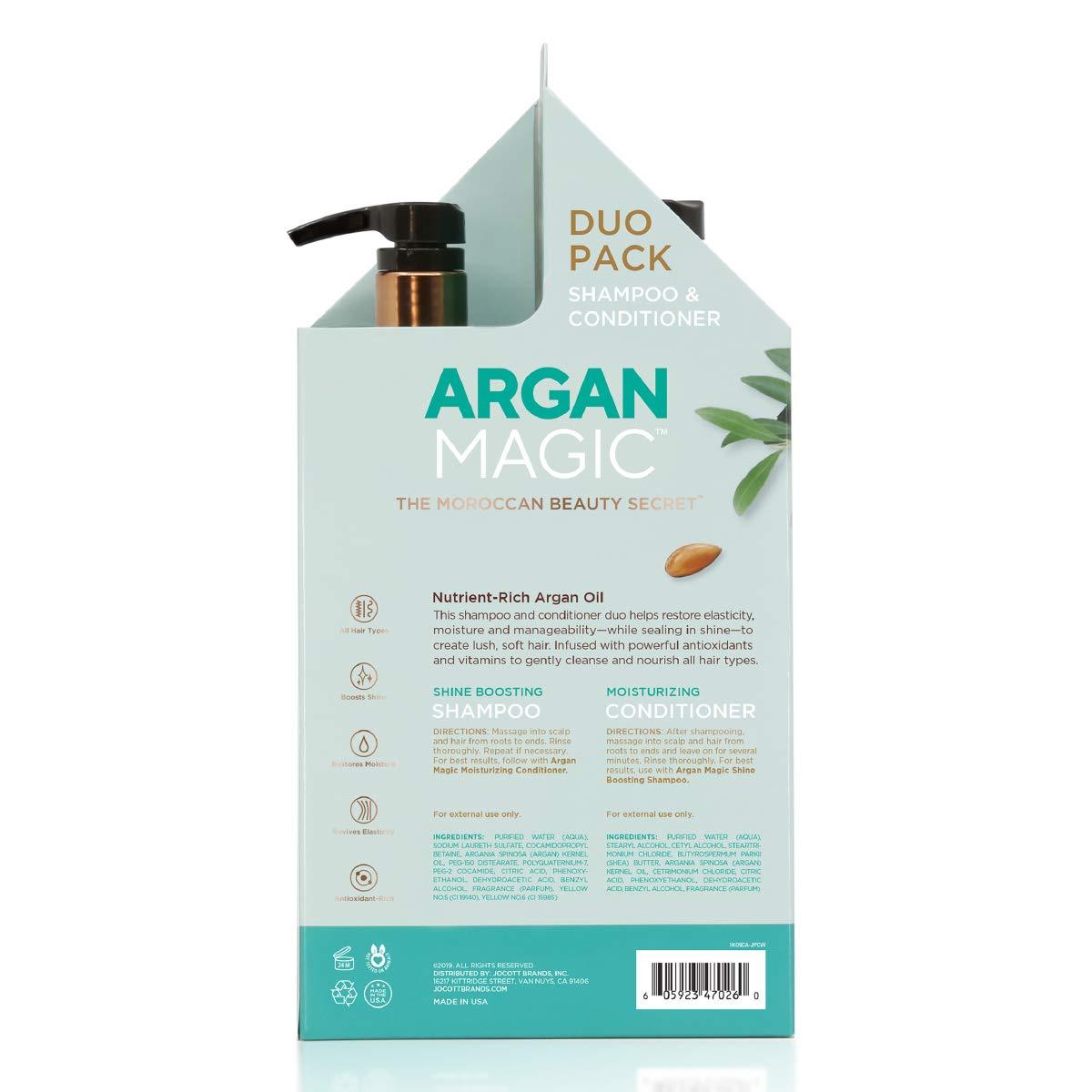 Argan Magic Argan Magic Shine Boosting Shampoo & Moisturizing Conditioner Duo - Gently Cleanses, Boosts Shine, Controls Frizz, Restores Moisture, Detangles | Made in USA, Paraben Free, Cruelty Free (32 oz)