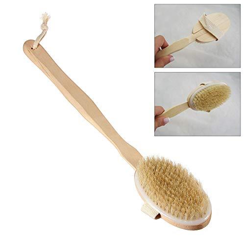 AllTopBargains 4 Shower Brush with Soft Bristles Bath Long Handle Back Scrubber Body Exfoliator Bath Body Wood Back Brush Dry Brushing Skin Shower Exfoliate Get Rid Cellulite