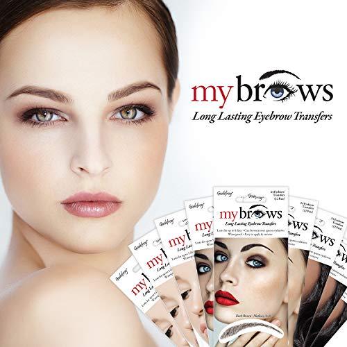 Godefroy Godefroy MyBrows Long Lasting Eyebrow Transfers, Medium Arch, Natural Black, 12-Pairs of Brows