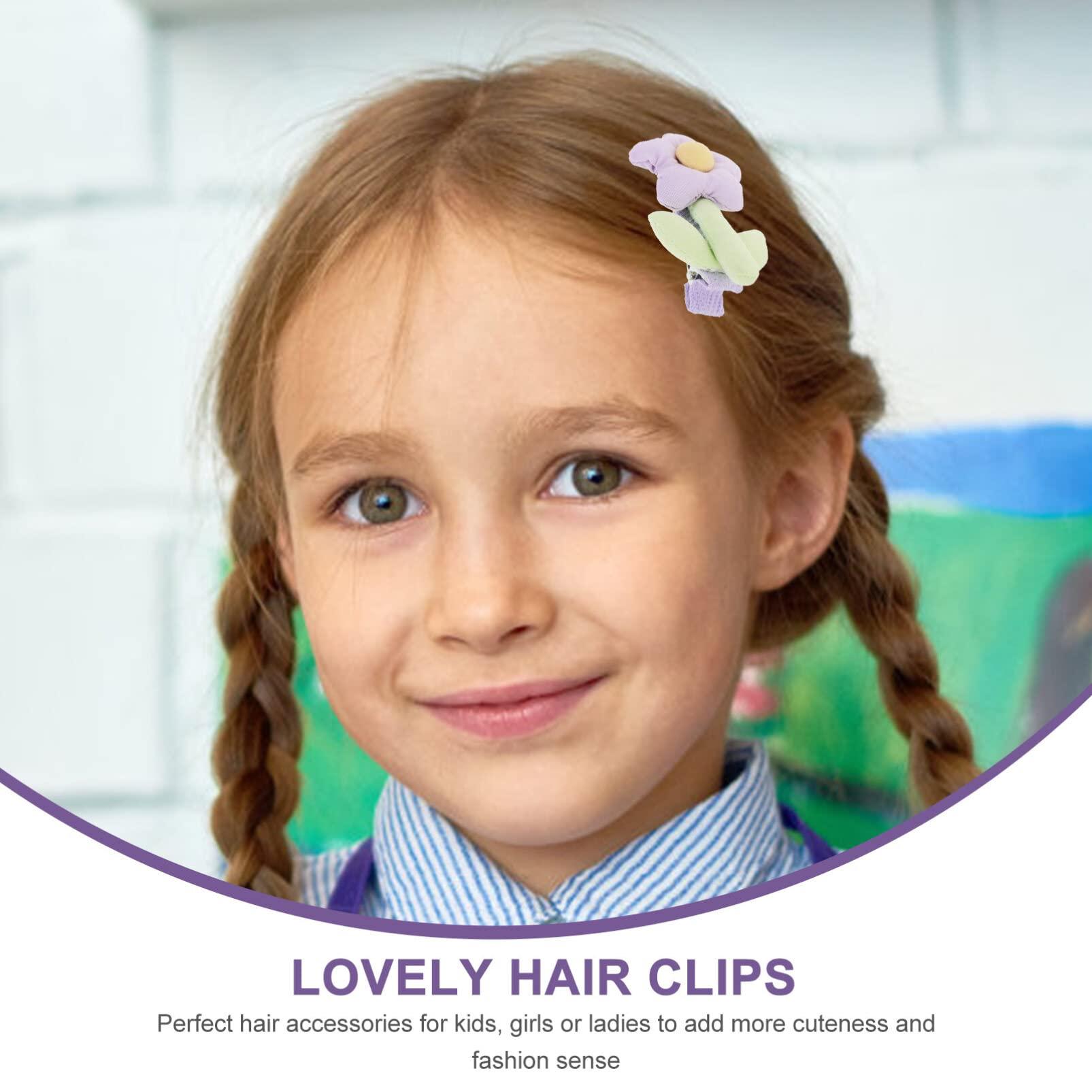 EXCEART EXCEART 5pcs Tulle Butterfly Hair Clip kids hair clips bow hair clips purple flower hair clip suits for kids purple outfits purple suit kid hair clips sweet girl hair accessories plastic