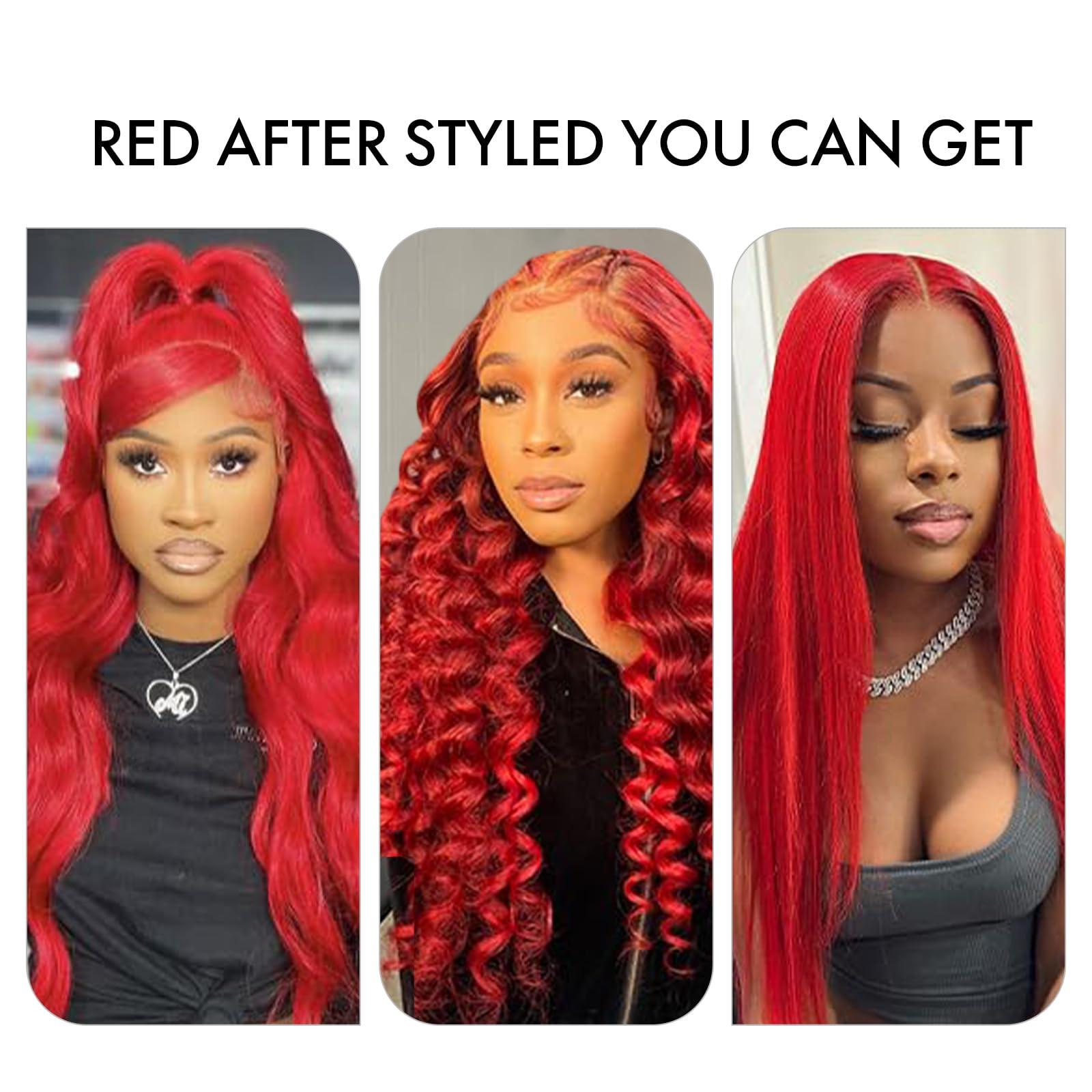 ELISHEVA Red Lace Front Wigs Human Hair Pre Plucked 28 Inch Red Wig Human Hair 200% Desity HD Body Wave Red Human Hair Lace Front Wigs 13x4 Red Lace Frontal Wig 16A Glueless Colored Red Human Hair Wig