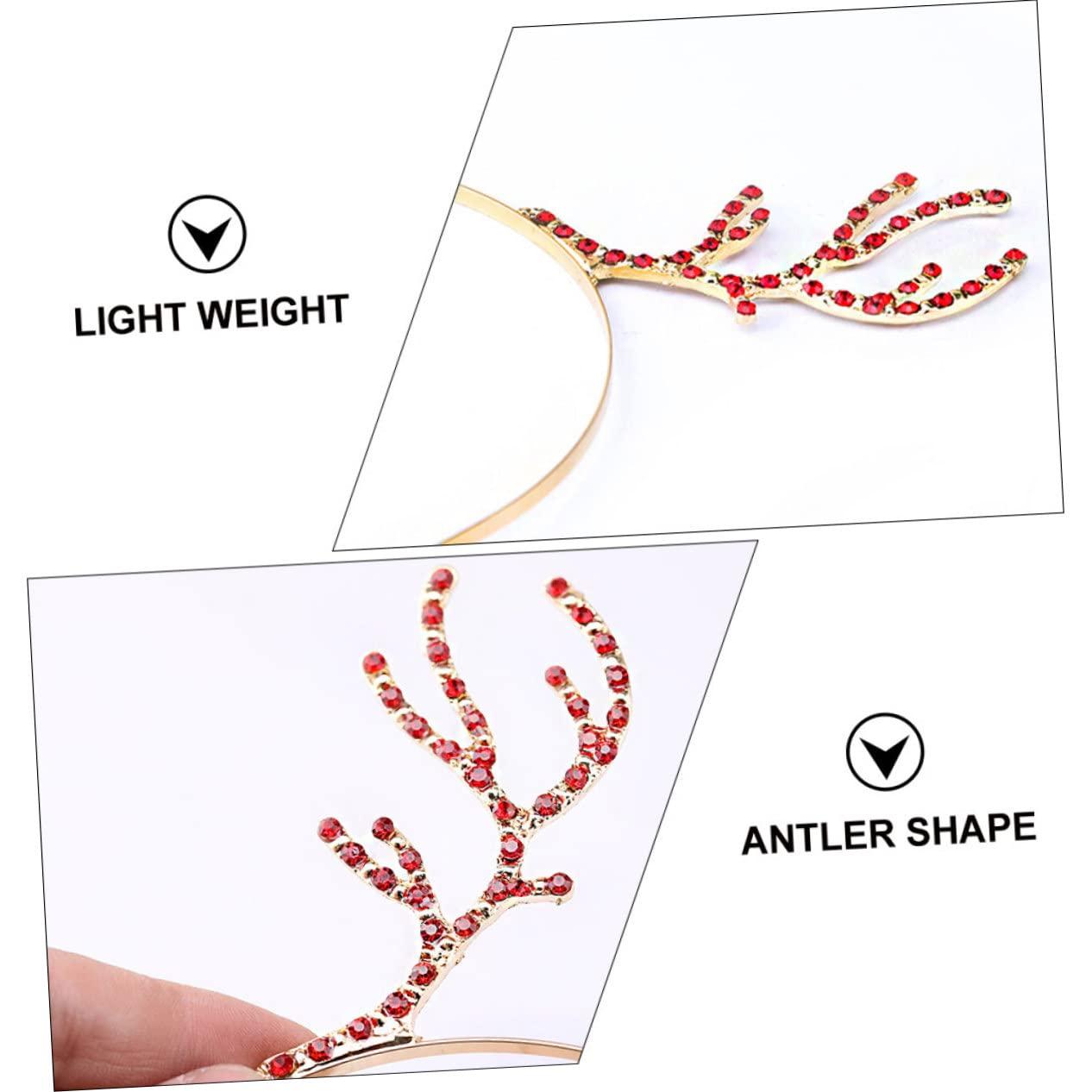 Ipetboom Ipetboom Christmas Antler Headband Rhinestone Accessories Decor Favor Reindeer Headdress Antlers Headband Face Golden Antlers Silver Reindeer Headband Headwear Halloween Headband Red Alloy