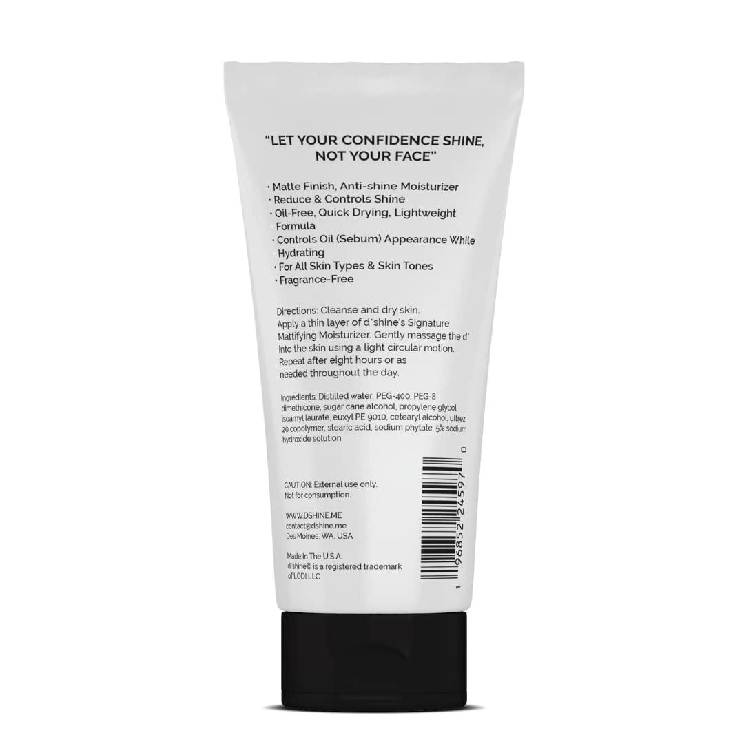 d*shine Mattifying Moisturizer For Men with Oil Control - Matte Finish Anti-shine Lotion - Oil Free Mattifying Face Moisturizer - 8 Hr Mattifying Moisturizer - Light, Quick Absorb, Non-Greasy Facial Lotion