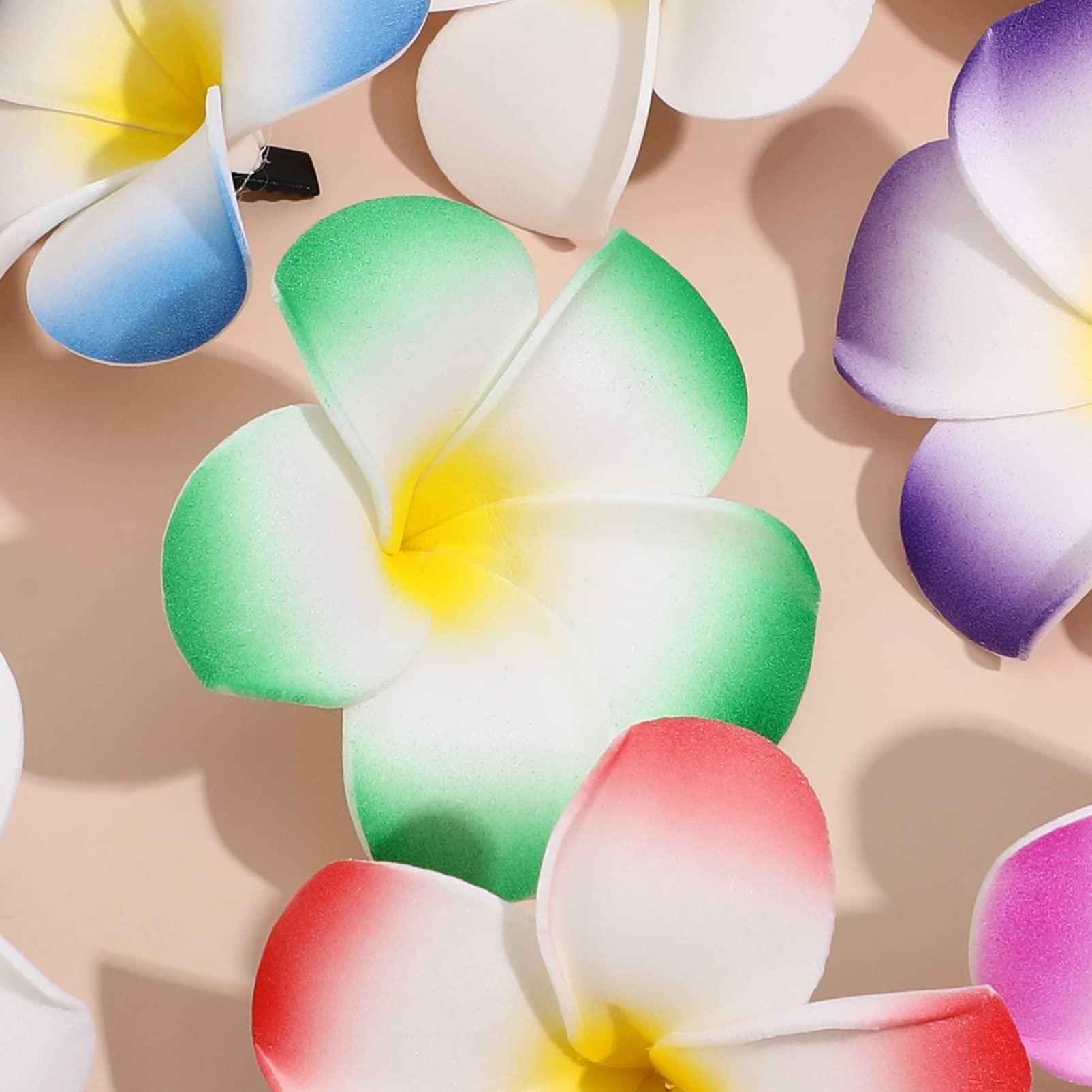 ABOOFAN 24 Pcs Frangipani Hair Clip Small Hair Clips for Women Hawaiian Plumeria Flower Hawaiian Flower Hair Barrettes Flower Hair Clips for Women Flower Clip The Flowers Eva Hairpin Miss
