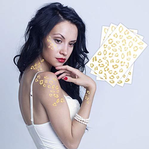 FENTASY Gold Cheetah Print (3-Pack) Temporary Tattoos | Halloween Costume | Skin Safe