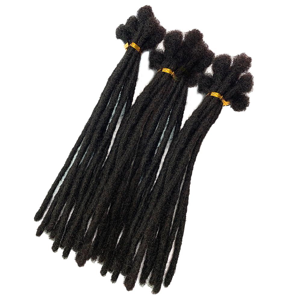 LuxeLocksPro Human Hair Loc Extensions for Man/Women,Permanent Dreadlock Extensions Natural Black 1B (10 Dreads/Bundle)