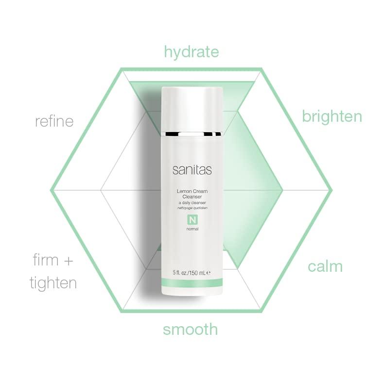 SANITAS Sanitas Skincare Lemon Cream Cleanser, Enriching Cleanser, Vitamin C, Vitamin E, Jojoba Oil, 5 Ounces