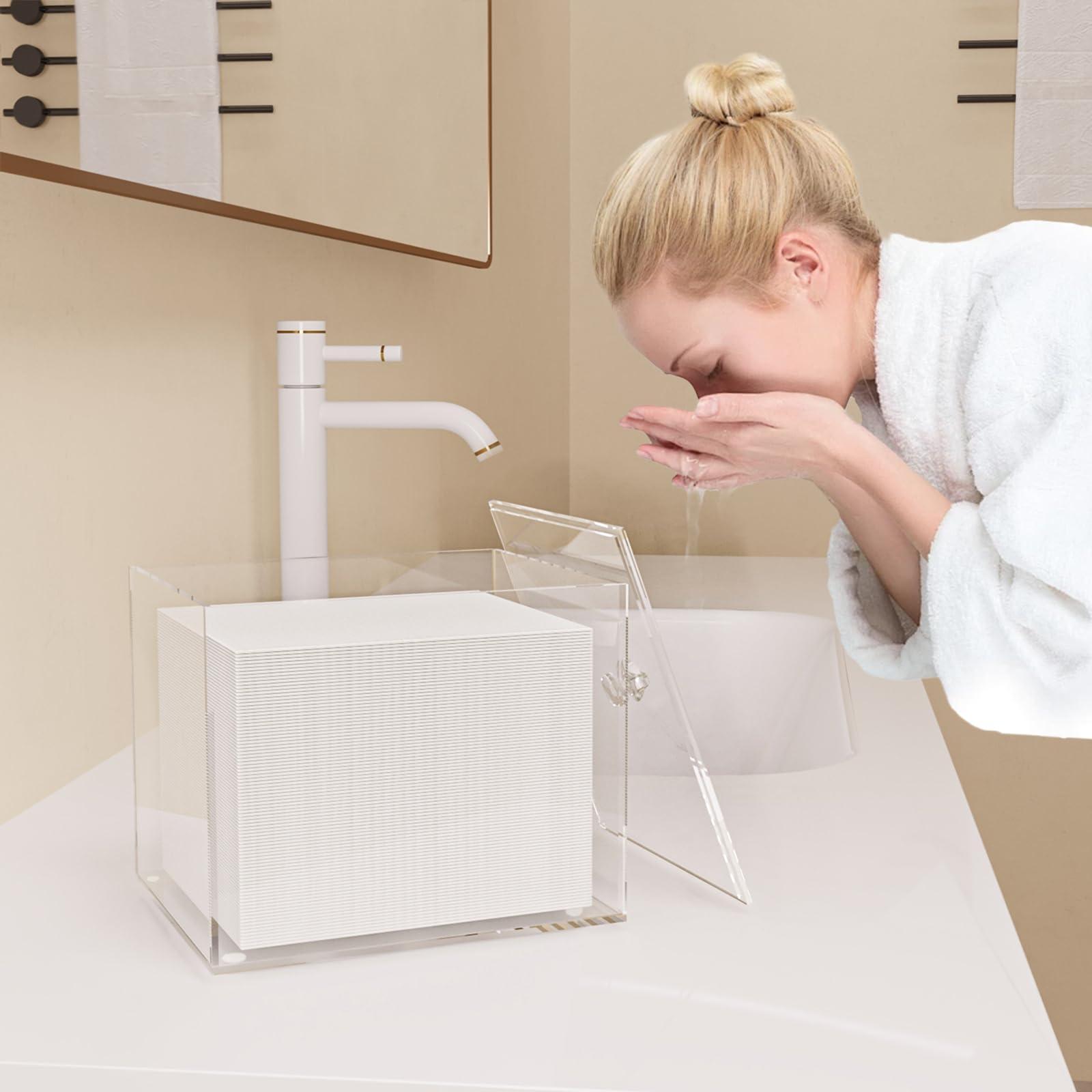 JHJFRAWY JHJFRAWY Disposable Face Towels Holder For Clean Skin Club Face Towels, Acrylic Container Box, Bathroom Towel Storage, Disposable Face Towels Organizer, Towel Holder (Towels Not Included)