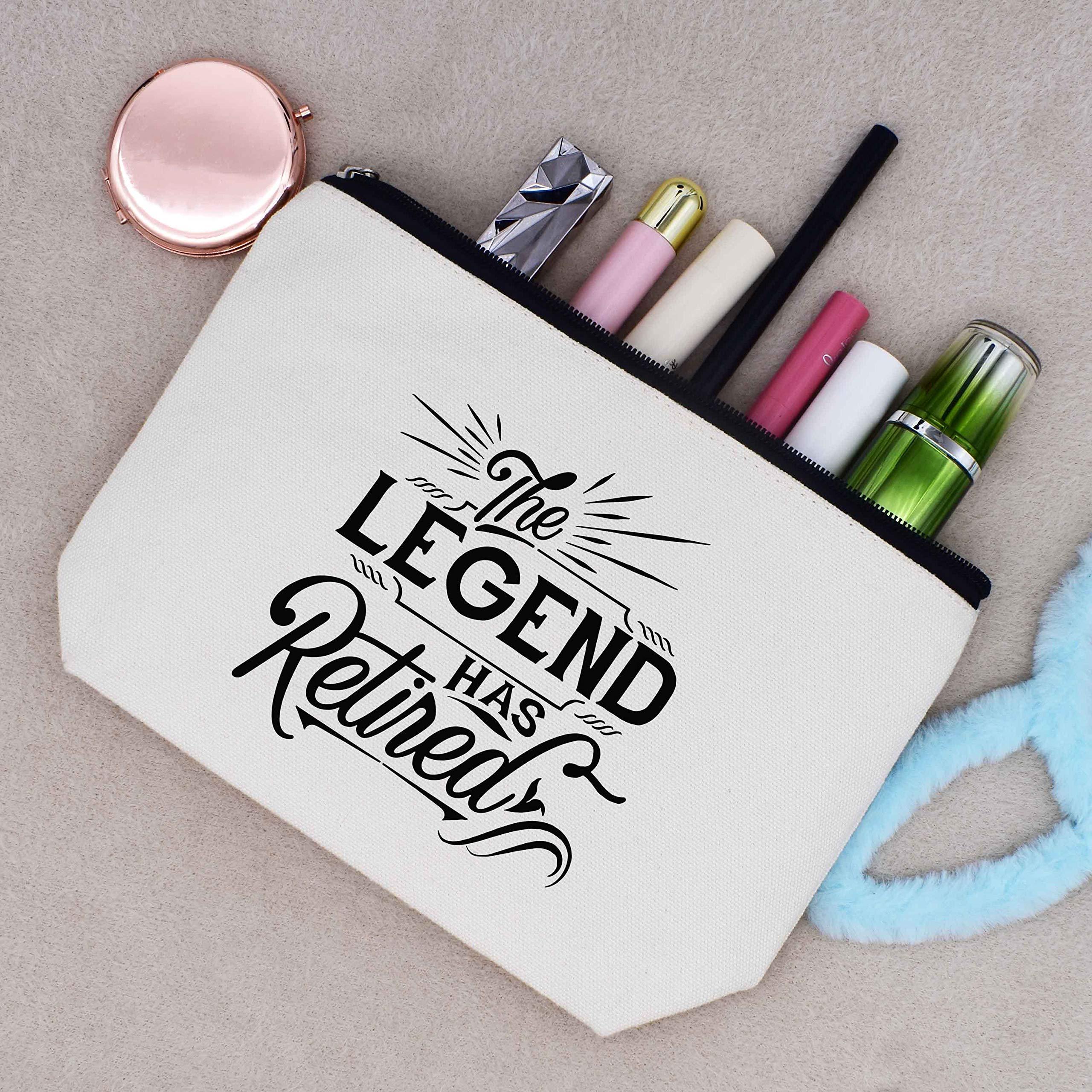 LIBIHUA The Legend Has Retired - Funny Retirement Gifts for Women,Coworker,Sister,Colleague,Mom,Aunt,Grandmother, Boss,Best Friends,Teachers,Nurses,Retiree - Makeup Bag Cosmetic Bag Travel Pouch Gift for Her