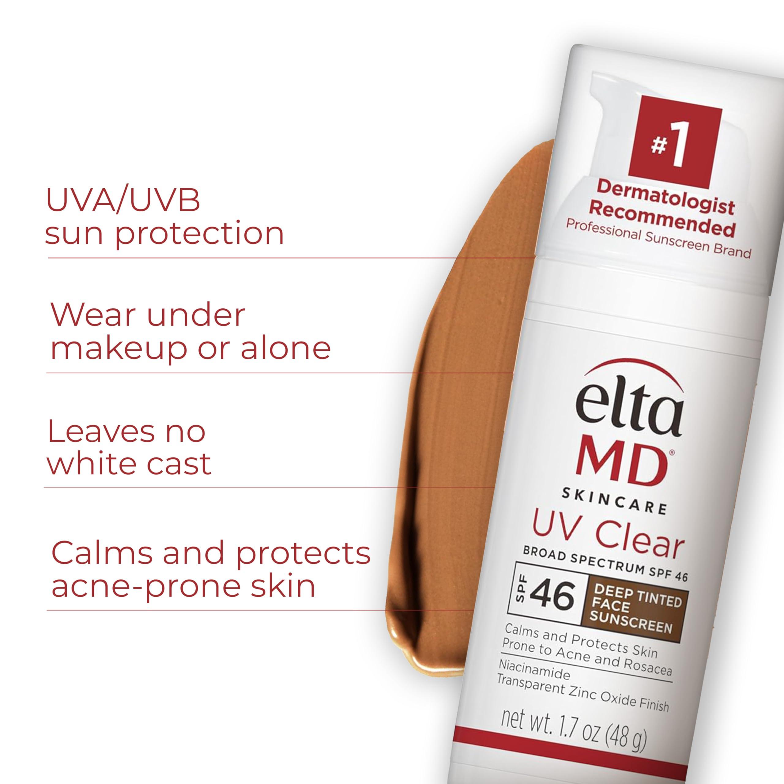EltaMD EltaMD UV Clear Deep Tinted Sunscreen for Face - Deep Tinted SPF 46 with Zinc Oxide, Oil-Free, Dermatologist Recommended Face Sunscreen, 1.7 oz