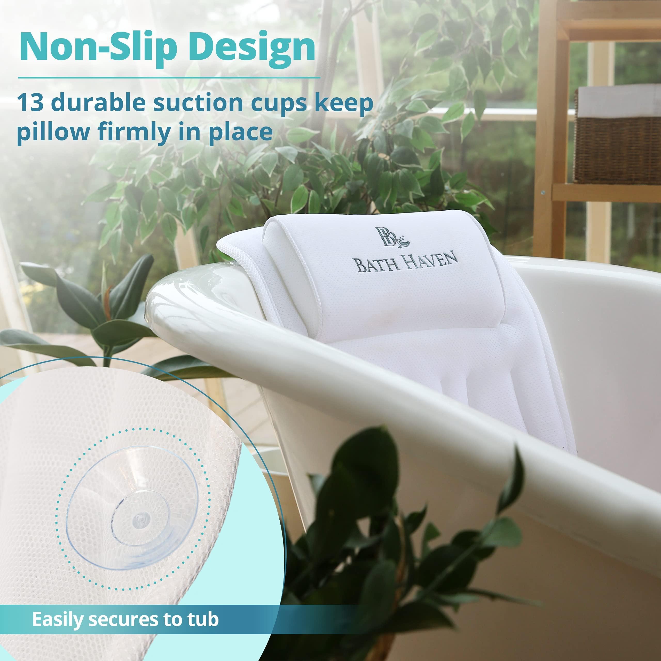 Bath Haven Bath Haven Bath Pillow for Bathtub - Full Body Mat & Cushion Headrest for Women and Men, Luxury Pillows for Neck and Back in Shower Tub or Jacuzzi - Powerful Suction Cups - Spa Accessories (Classic)