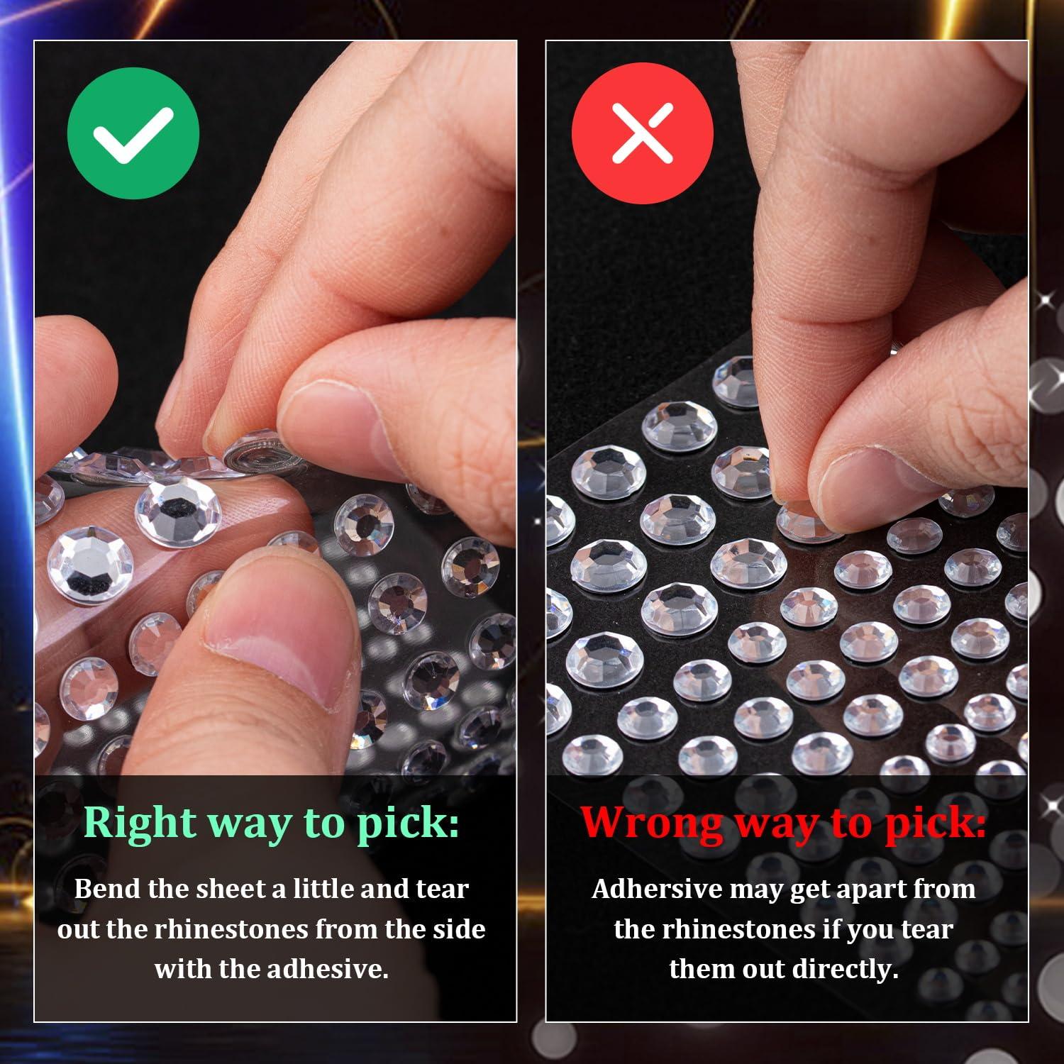 BELLEBOOST 6 Sheets Face Gem Stickers Set 2, Rainbow Mixed Shape Crystal Self Adhesive Rhinestones Face Jewels Stick on, with Makeup Glue for Makeup Eyes Face Hair Nails Body, Crafts and Decorations