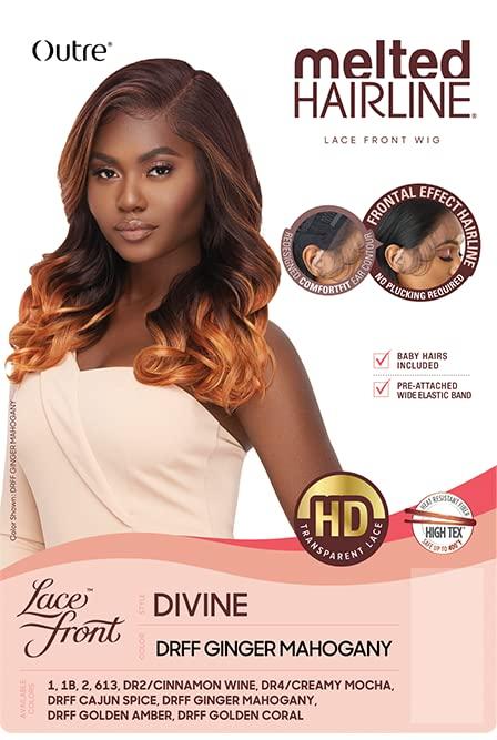 Outre Outre Melted Hairline Lace Front Wig Frontal Effect Hairline No Plucking Required Baby Hairs Included Pre Attached Wide Elastic Band HD Transparent Lace DIVINE (1B)