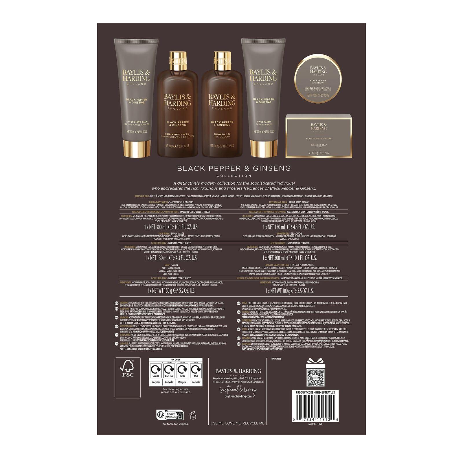Baylis & Harding Baylis & Harding Gift Set for Men - Luxury Shower & Prep Pack - Black Pepper & Ginseng
