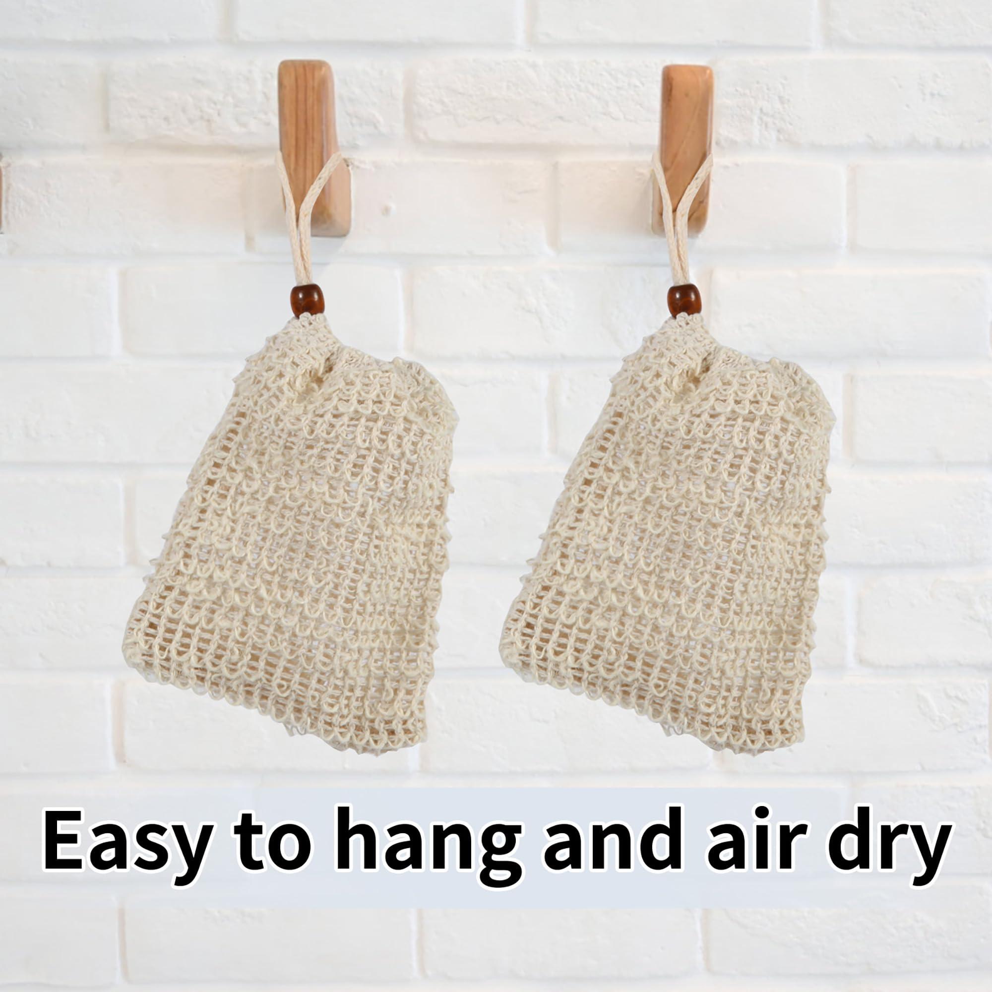 RGQHM RGQHM 5PCS Bar Soap Pouch for Shower, Natural Sisal Fiber Soap Savers for Bar Soap, Fast Foaming and Drying Mesh Soap Bag, Great Exfoliating Body Scrubber for Daily Use